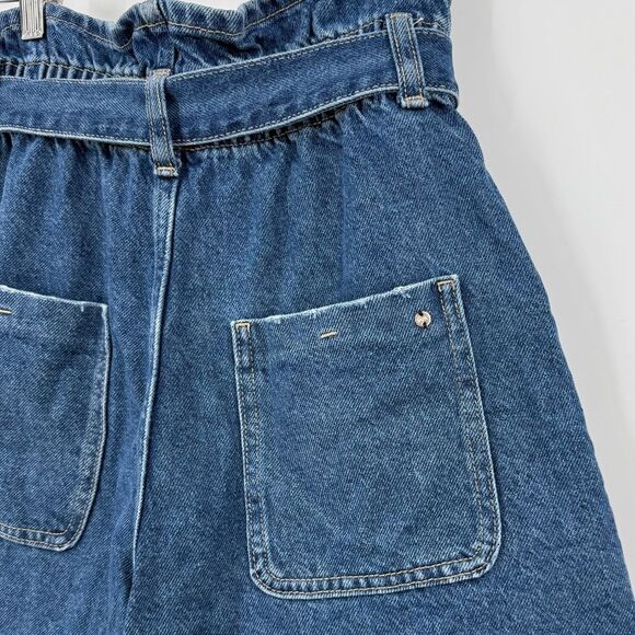 Zara High Waisted Paperbag Denim Shorts With Tie Belt | Size 2 - Picture 4 of 5